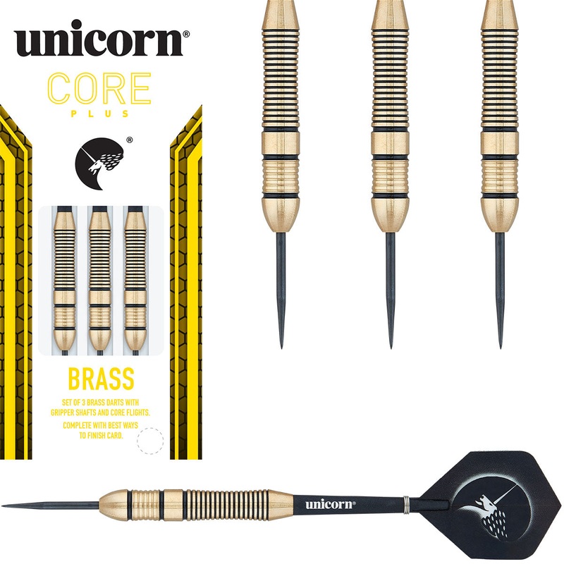 Core Plus Brass Darts Style 1 Steel Tip Darts by Unicorn 22 Gram
