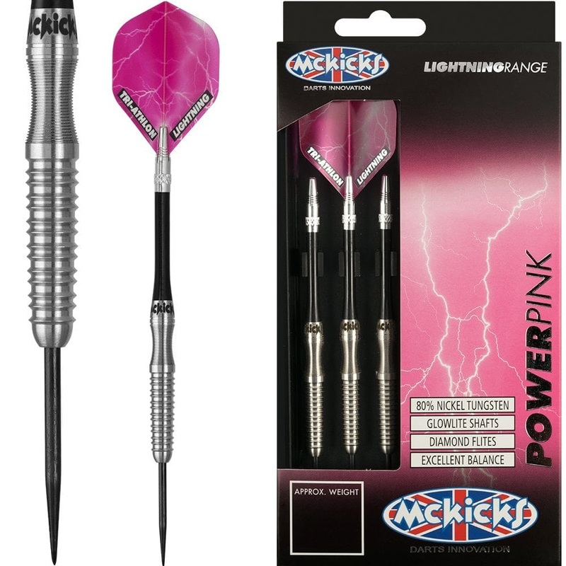 *McKicks Power Pink Darts – Steel Tip Tungsten – Lightning Range 22g