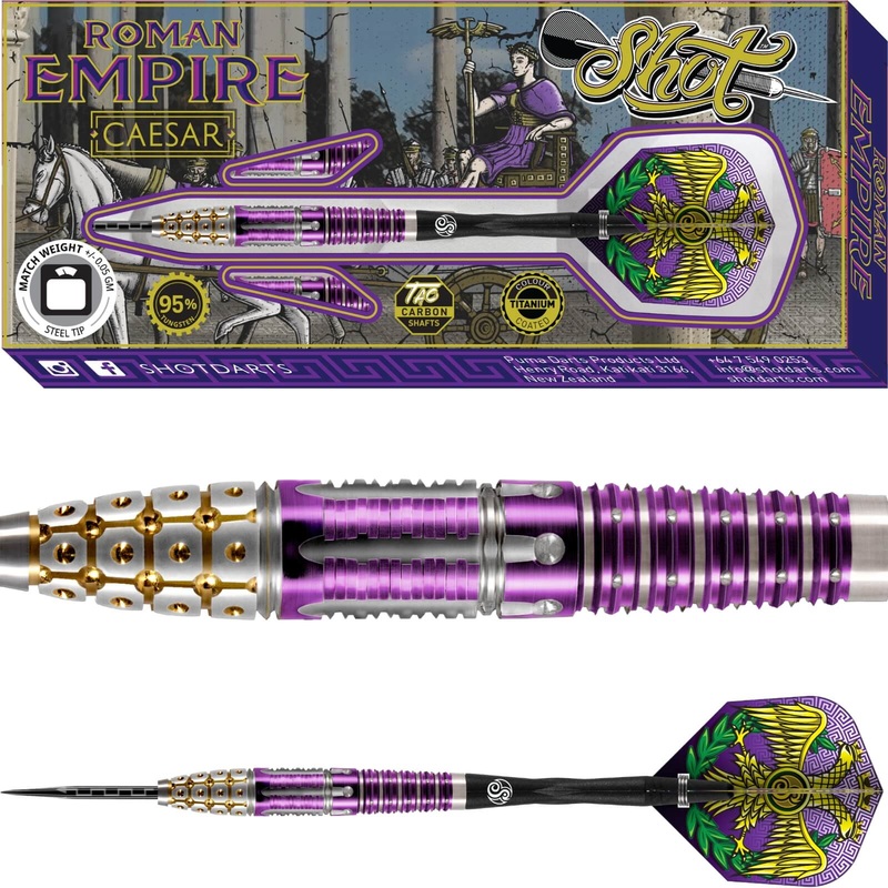 Shot – Roman Empire Caesar Darts – Steel Tip – 95% Tungsten – 23g 24g 25g 23 grams