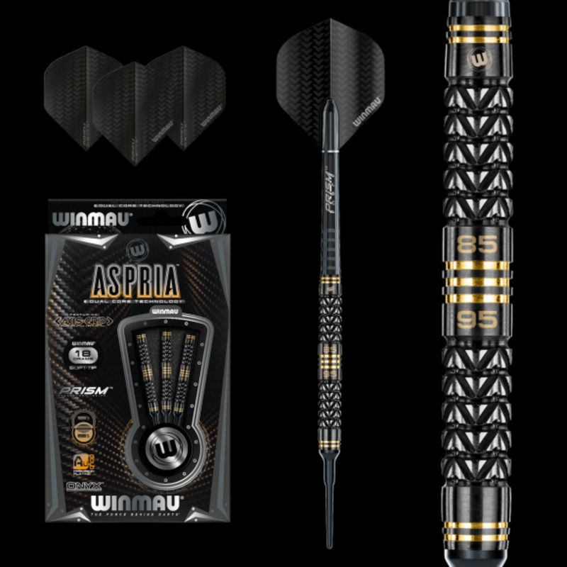 Winmau Aspria 18 gram 95%/85% Tungsten alloy Dual Core technology SOFT TIP