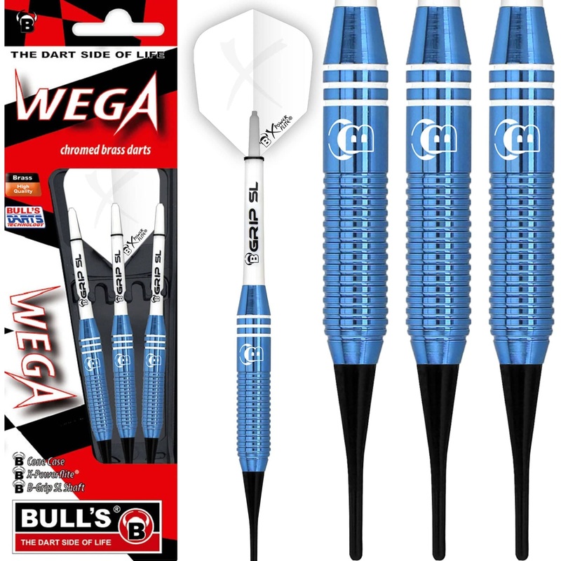 BULL’S Wega Darts – Soft Tip – Chromed Brass – Blue 18g