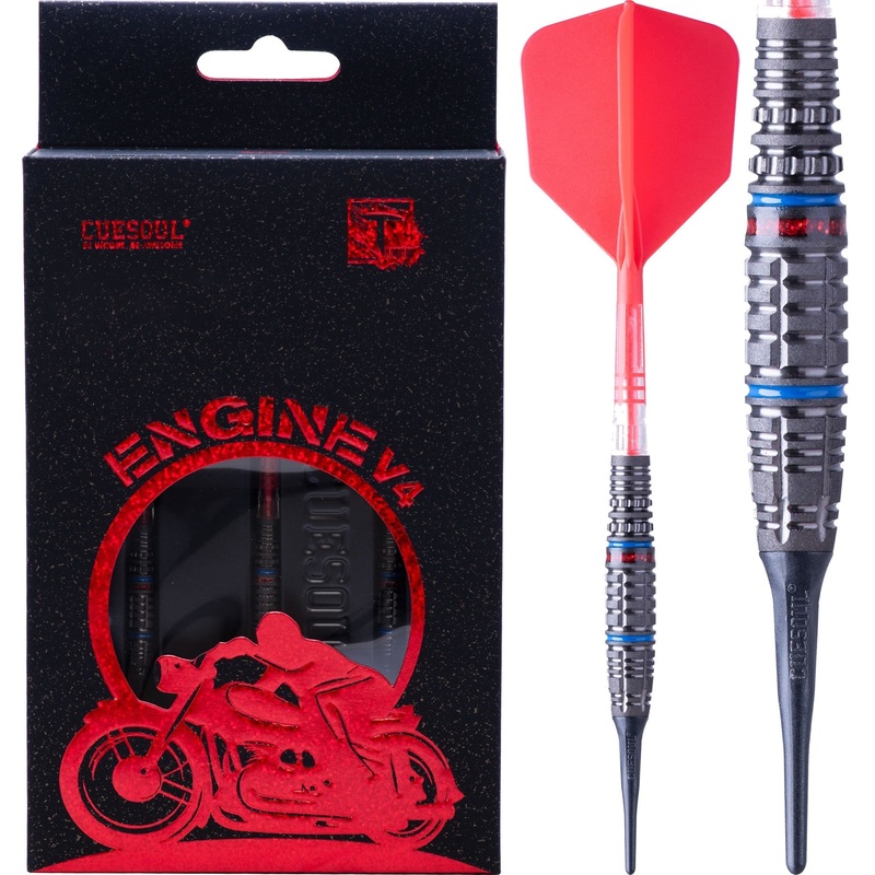 Cuesoul Engine V4 Darts – Soft Tip – 90% Tungsten – Hope Ring – Red 19g
