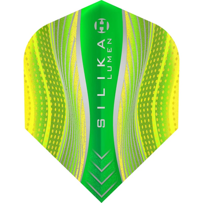Harrows Silika Lumen – Patented Tough Crystalline Coated Yellow/Green – No6 Standard Dart Flights Standard 100 Micron Extra Strong