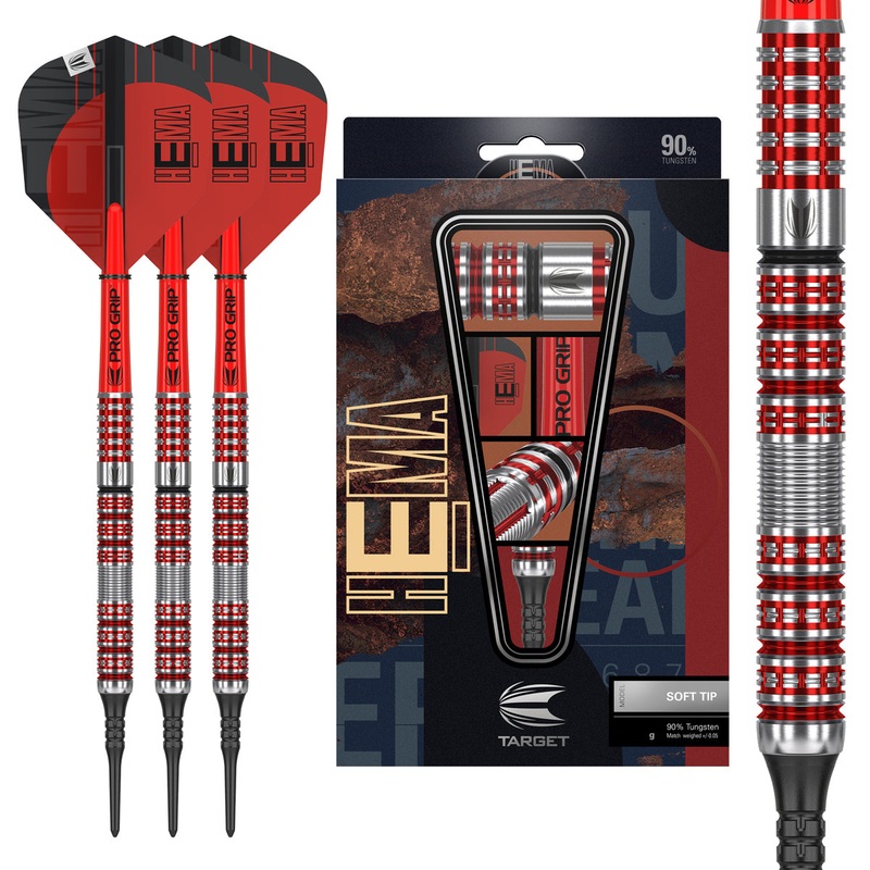 Hema 10 90% Tungsten Soft Tip Darts by Target 18 Gram