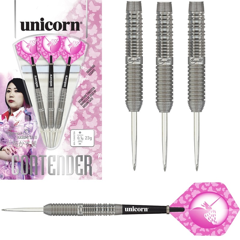 Kasumi Sato 90% Tungsten Contender Steel Tip darts by Unicorn 23 Gram