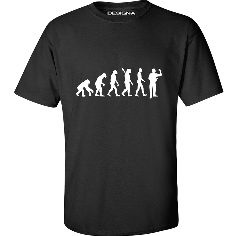 T Shirt – Humour Dart T-Shirt – Black – Evolution of a Dart Player 2XL