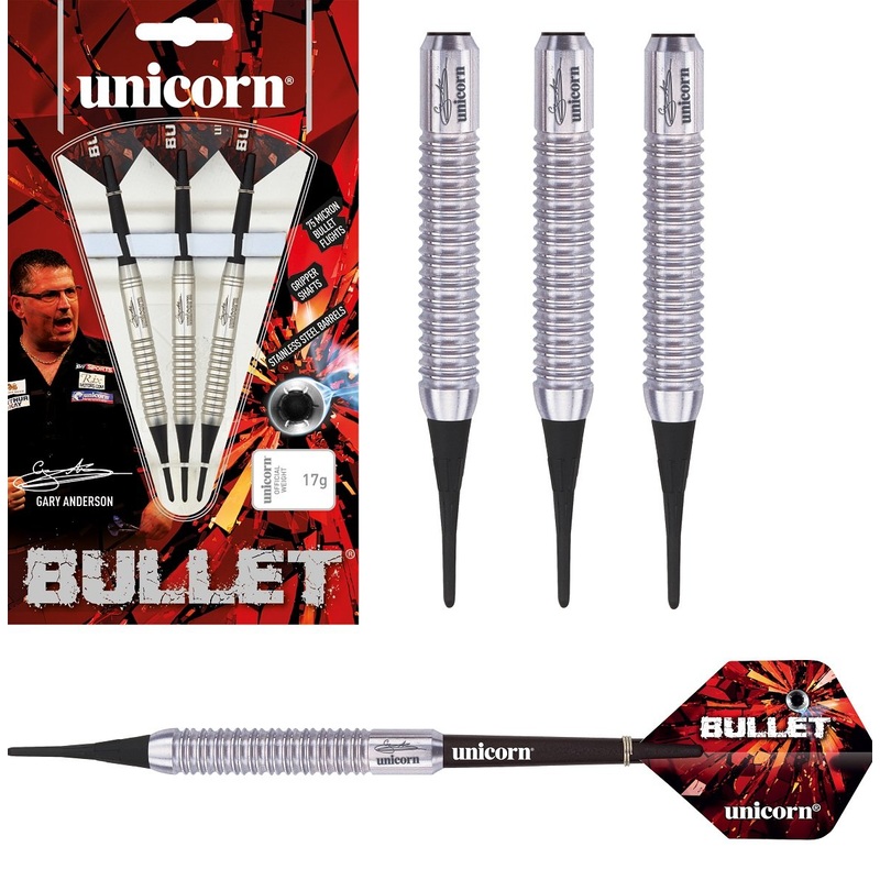 Unicorn Gary Anderson Style 1 Bullet Stainless Steel, Soft Tip Darts 16 Gram