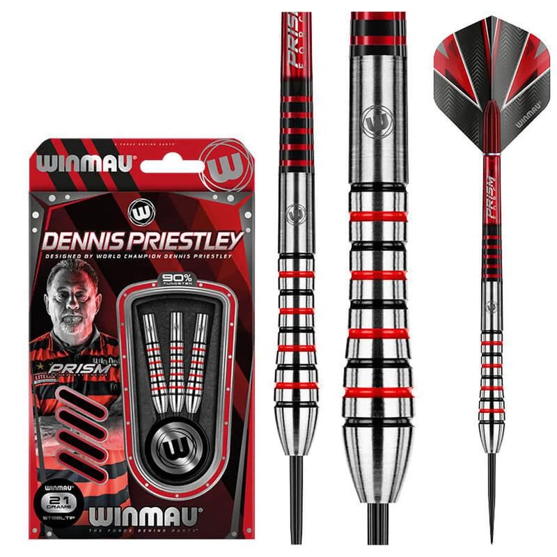 Winmau Dennis Priestley 90% Tungsten Steel Tip Darts 21 GRAM