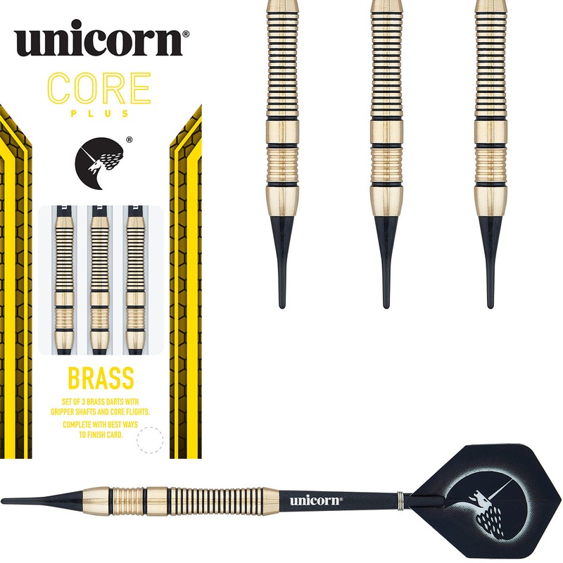 Core Plus Brass Darts Style 1 Soft Tip Darts by Unicorn 16 Gram