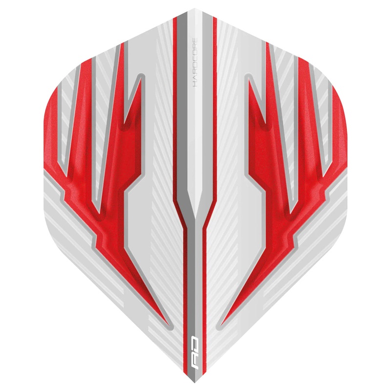 Hardcore Radical White & Red Standard Dart Flights by Red Dragon