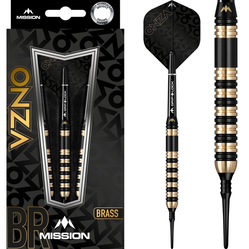 Mission Onza Darts – Soft Tip Brass – M3 – Black & Gold 20g