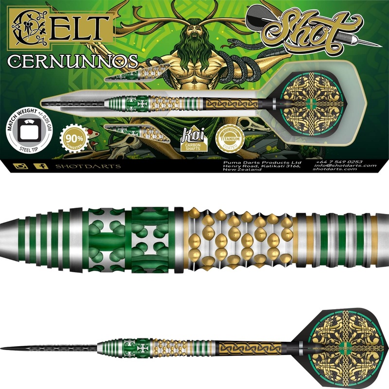 Shot – Celt Cernunnos Darts – Steel Tip – 90% Tungsten – 22g 23g 24g 25g 22 grams