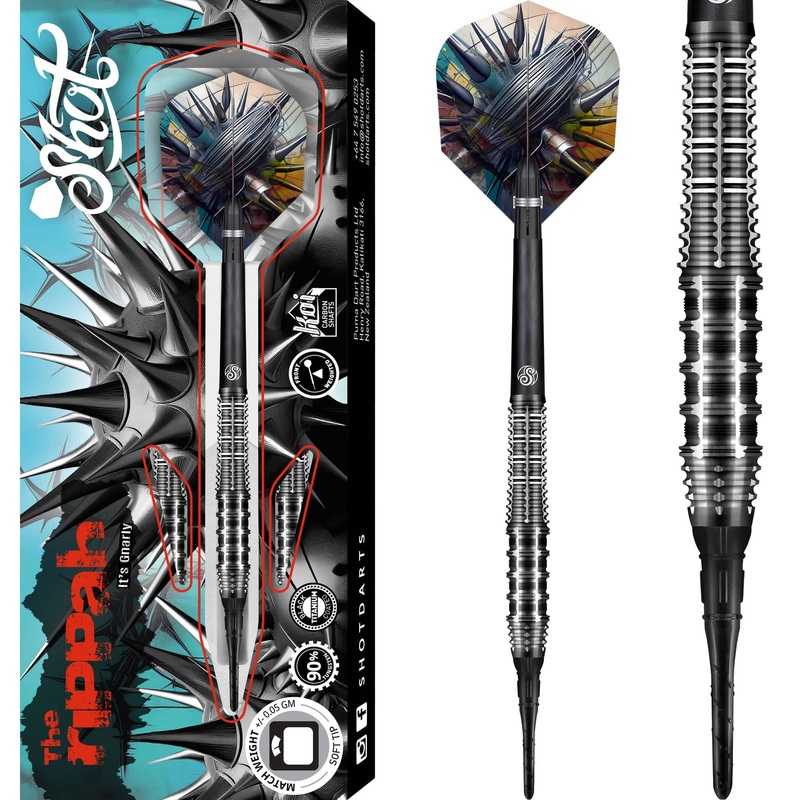 Shot Gnarly Darts – Soft Tip – 90% Tungsten – Rippah – 20g