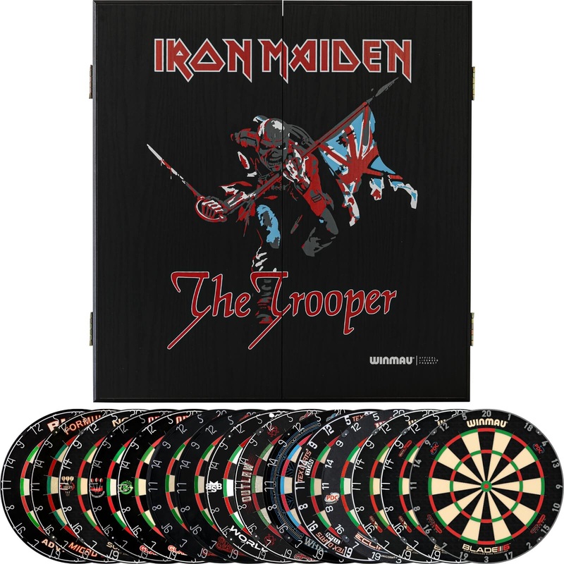 Winmau – Iron Maiden The Trooper Dartboard Cabinet & Dartboard Bundle – Choose Your Board Bulls NL – Advantage 501