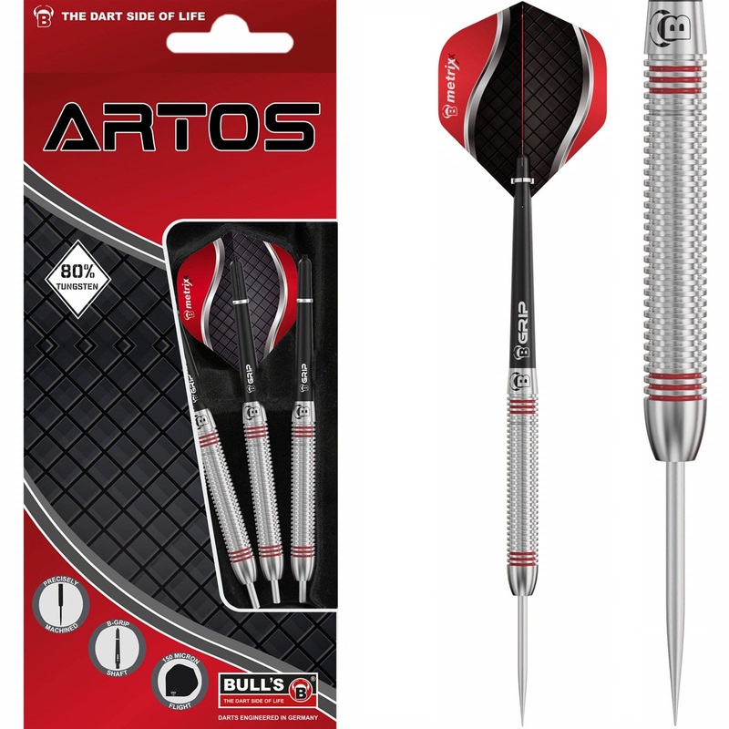 BULL’S Artos AR3 Darts – Steel Tip – 80% Tungsten – Red 22g