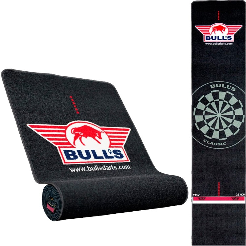Bulls Carpet Dart Mat – 300cm X 65cm – Built-in Oche Black