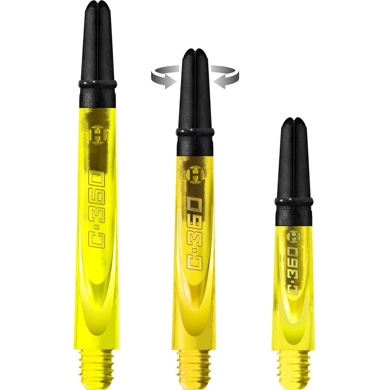 Harrows Carbon 360 Shafts – Polycarbonate Dart Stems with Carbon Top – Yellow Medium