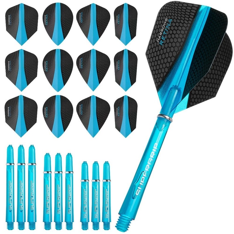 Harrows Retina Dart Flights and Shafts Combo Kit – Mixed – Blue