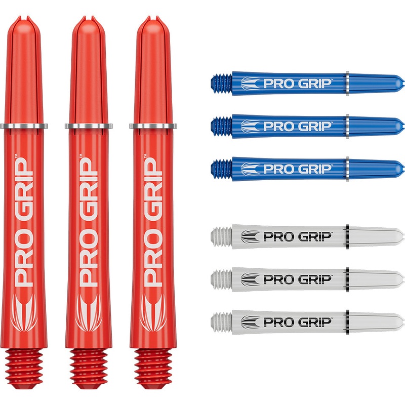 Target Pro Grip Dart Shafts – Intermediate Red/ Blue/ White (3 Sets)