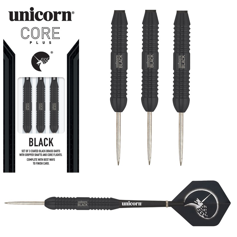 Unicorn Core Plus Black Brass Steel Tip Darts 22 Gram