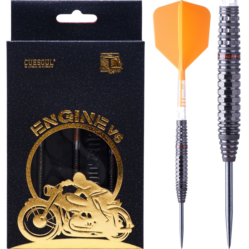 Cuesoul Engine V6 Darts – Steel Tip – 90% Tungsten – Hope Ring – Gold 22g