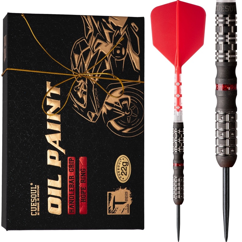 Cuesoul Motorcycle Darts – Steel Tip Tungsten – Handlebar – Hope Ring – Red 22g