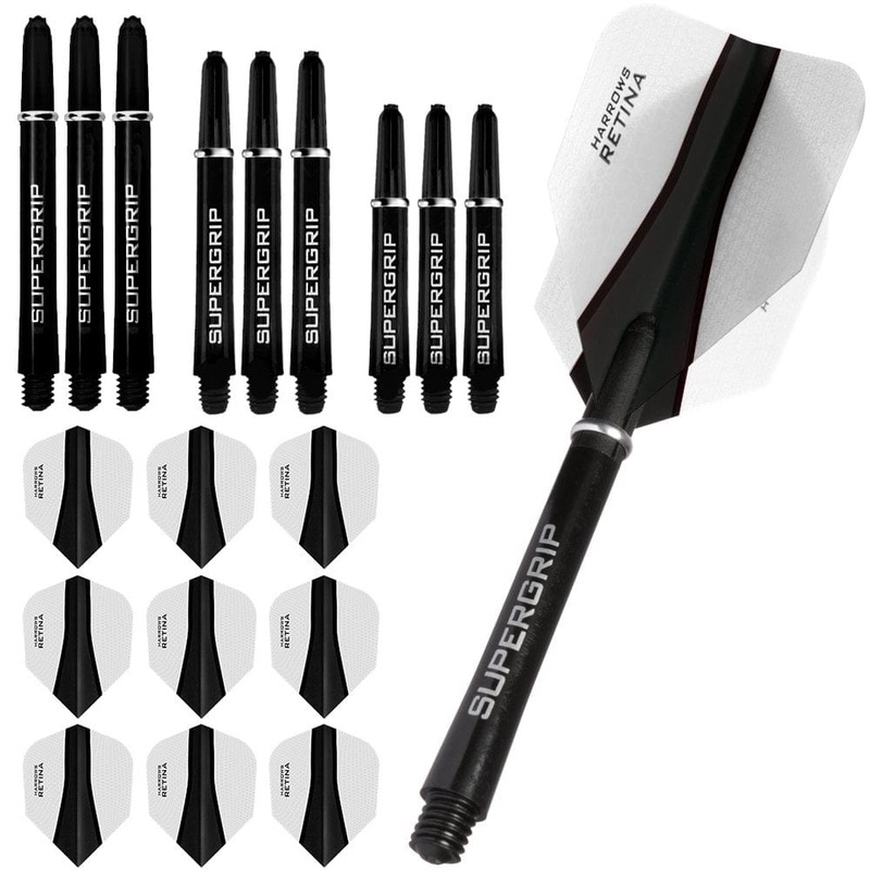 Harrows Retina-X Dart Flights and Shafts Combo Kit – 3 Sets – Clear