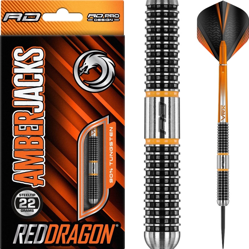 Red Dragon – Amberjack 18 Darts – Steel Tip – 90% Tungsten – 22g 24g 22 grams