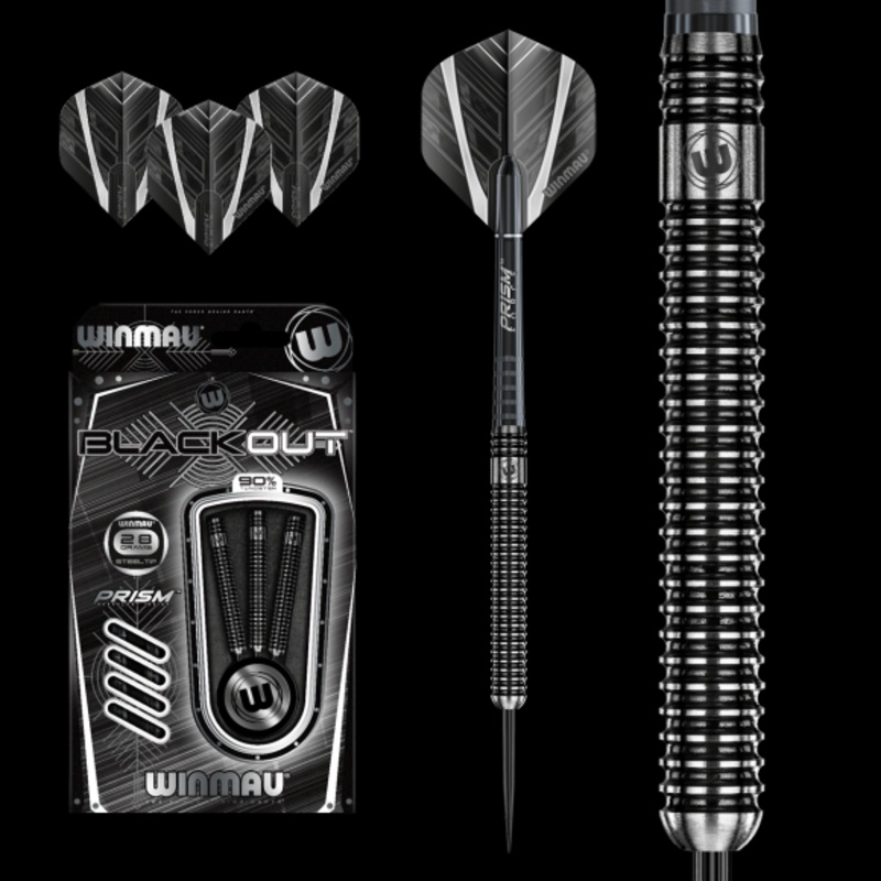 Winmau Blackout Steel Tip Dart Set 28 gram 90% Tungsten alloy