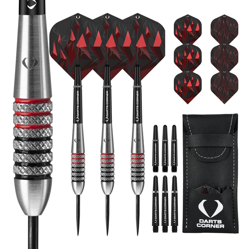 Darts Corner Astrofire Darts – Steel Tip – Knurled – Black & Red 22g