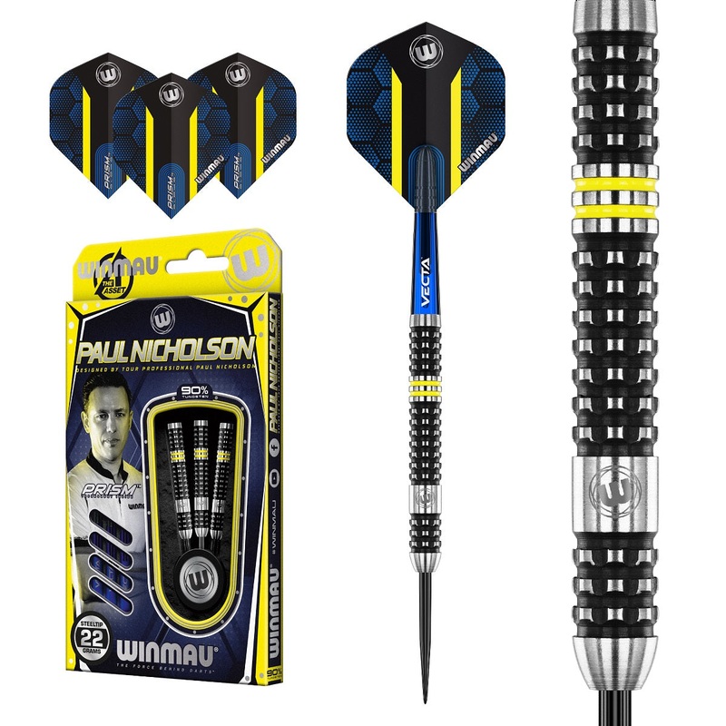 Paul Nicholson 90% Tungsten Steel Tip Darts by Winmau 22 Gram