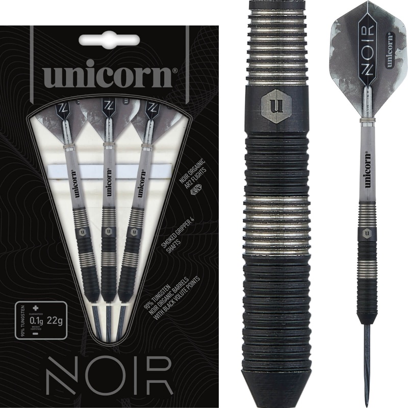 Unicorn – Noir Style 3 Darts – Steel Tip – 90% Tungsten – 22g 24g 26g 22 grams