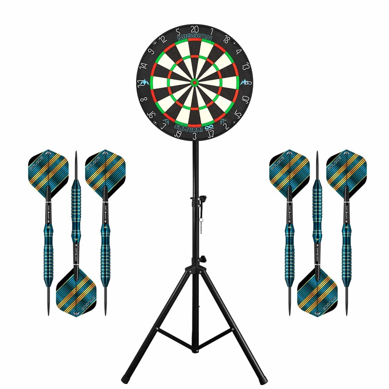 Mission Samurai Infinity Dartboard & Stand Set – Dart Board, Stand & 2 sets of Brass Darts