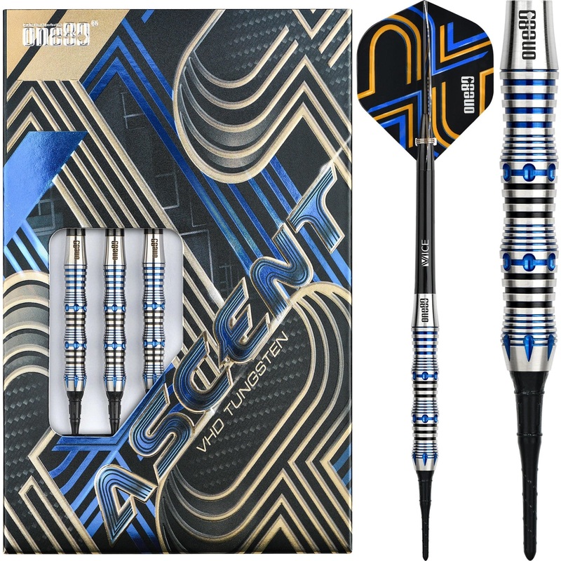 *One80 Ascent Darts – Soft Tip – S02 – Black & Blue 18g