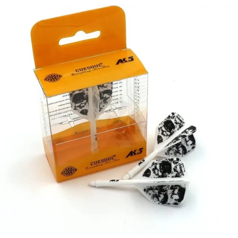 CUESOUL ROST AK5 Integrated Dart Shaft & Flight – Big Wing Shape – Long – Skulls White Skeleton White Long (33mm in length excluding thread) Big Wing