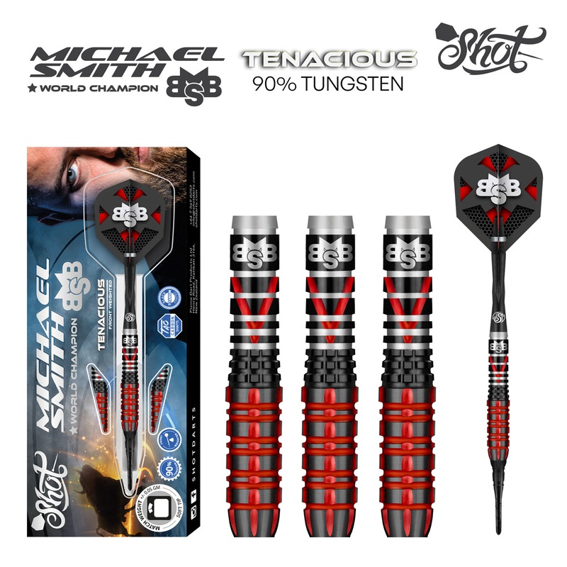 Michael Smith Tenacious 90% Tungsten Soft Tip Darts 90% by Shot 18 Gram
