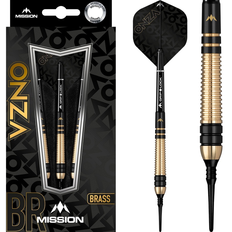 Mission Onza Darts – Soft Tip Brass – M2 – Black & Gold 18g