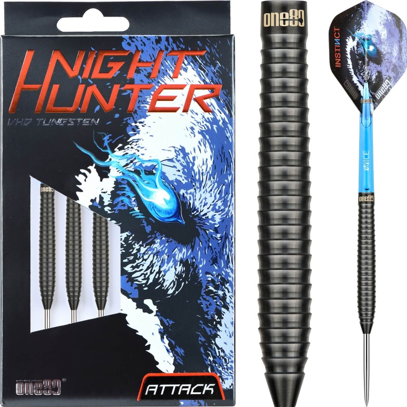One80 – Night Hunter Attack Darts – Steel Tip – 90% Tungsten – 22g 24g 22 grams