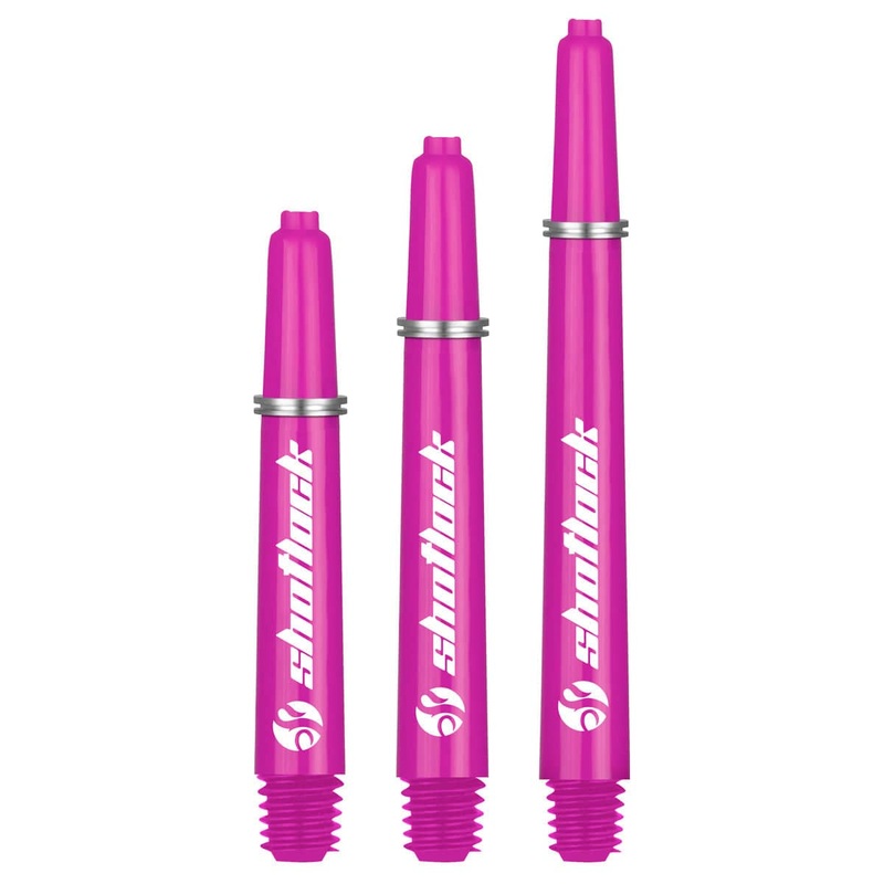 Shot Lock Dart Shafts – Durable Nylon Stems – with Shot Lock Rings – Pink Short