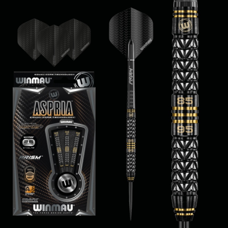 Winmau Aspria Steel Tip Dart Set  26 gram 95%/85% Tungsten alloy Dual Core technology