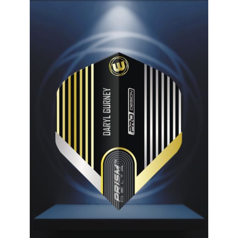 Winmau Specialist Players Prism Delta Daryl Gurney Black & Gold Flight Standard Standard 100 Micron Poly metronic extra thick