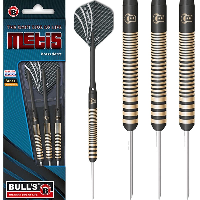 BULL’S Metis Darts – Steel Tip – Coloured Brass – Black 21g