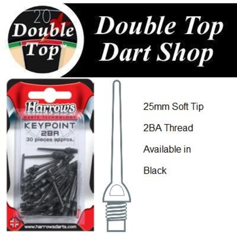 Harrows Keypoint Soft Tips – Pack of 30 Replacement Soft Tips Black