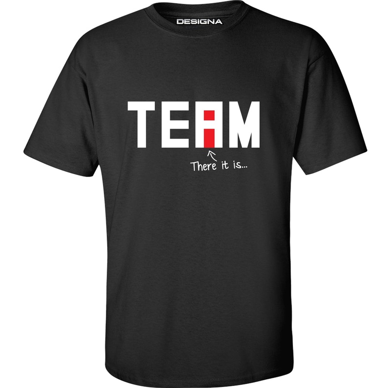 T Shirt – Humour Dart T-Shirt – Black – No I In Team 2XL