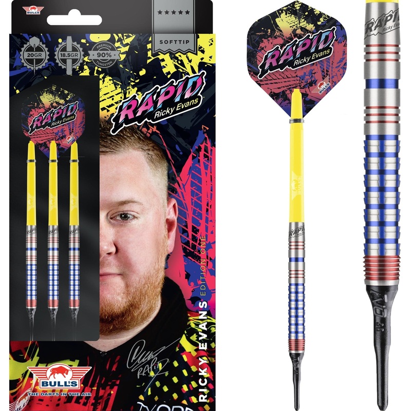 Bulls Ricky Evans Darts – Soft Tip – 90% – Rapid – Red & Blue 20g