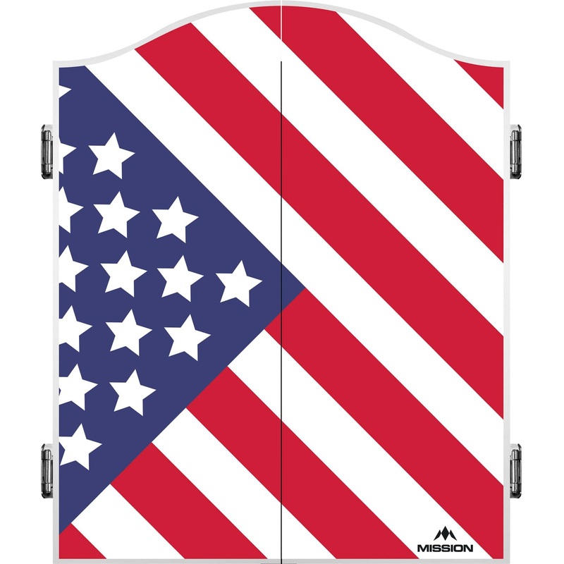 Mission Dartboard Cabinet – USA Design – White – US Flag