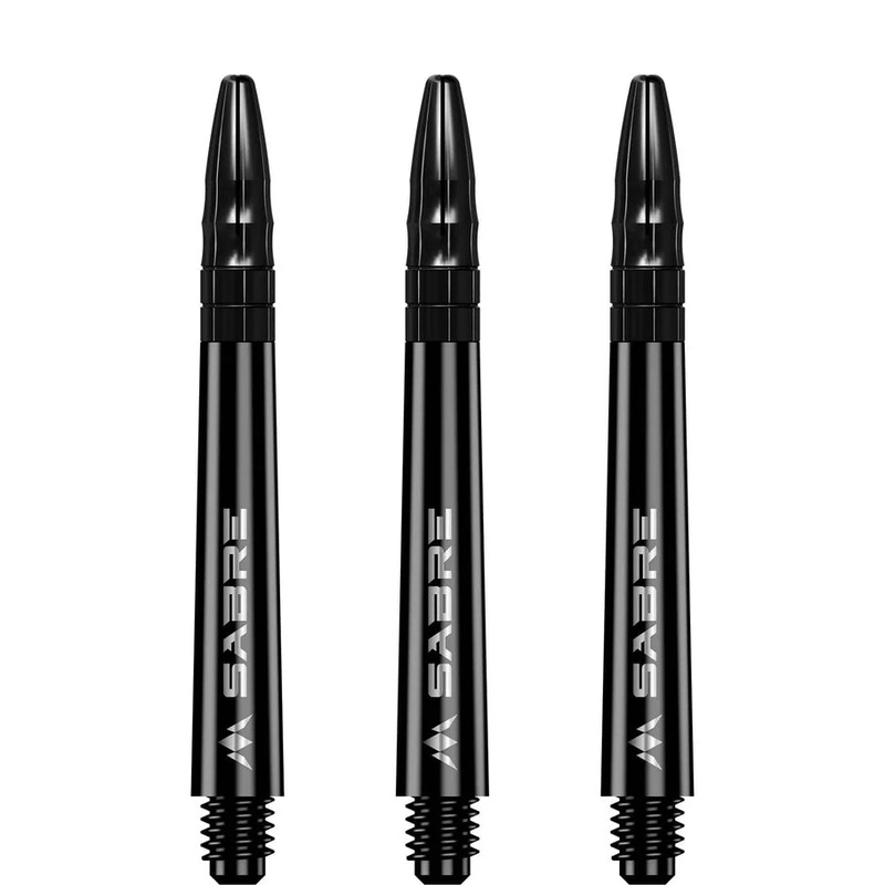 Mission Sabre Shafts – Polycarbonate Dart Stems – Black – Black Top – Tweenie Plus Black with Black Top Tweenie Plus (44.5mm in length excluding thread) Polycarbonate