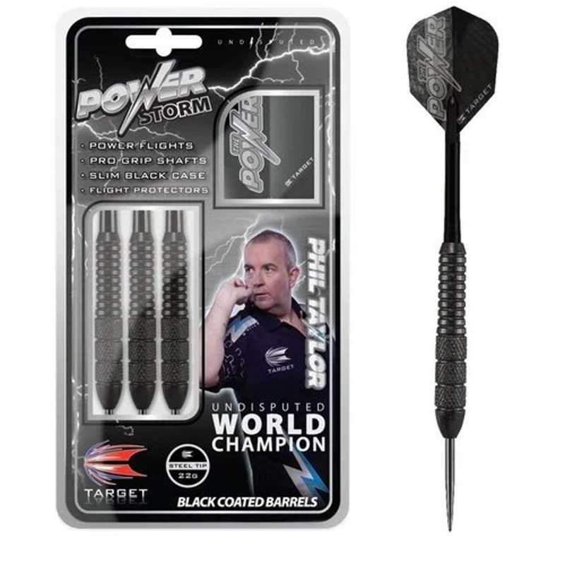 Phil Taylor Power Storm Knurled Steel Tip Darts by Target 22 Gram