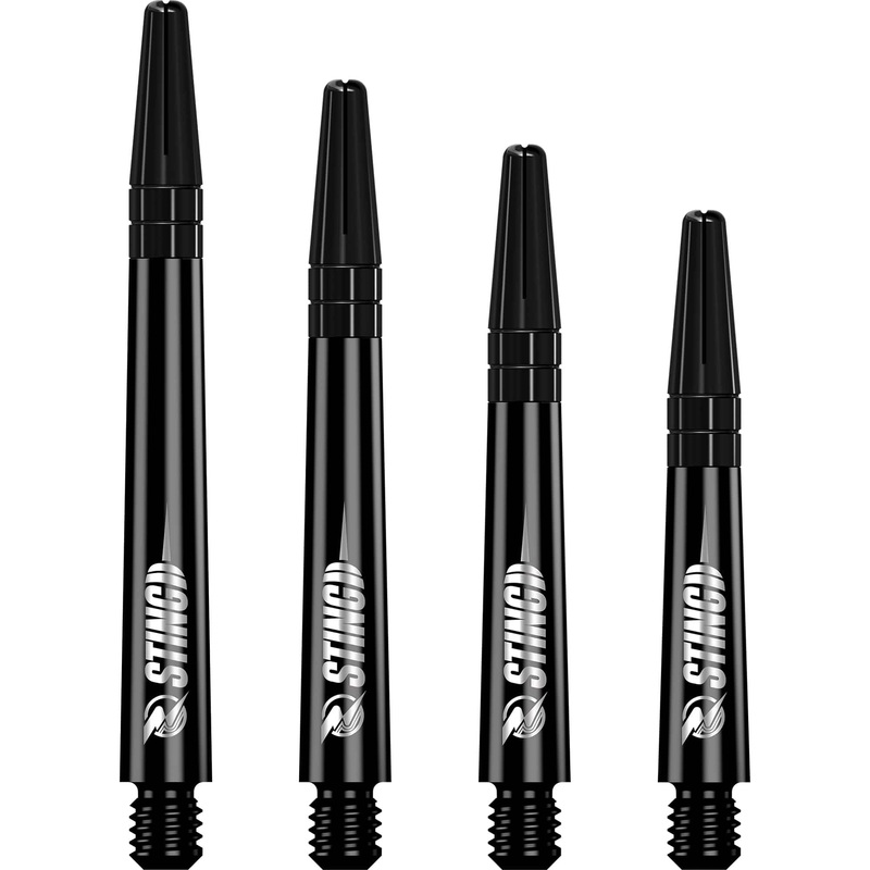 Ruthless Sting Dart Shafts – Polycarbonate – Solid Black – Black Top Short