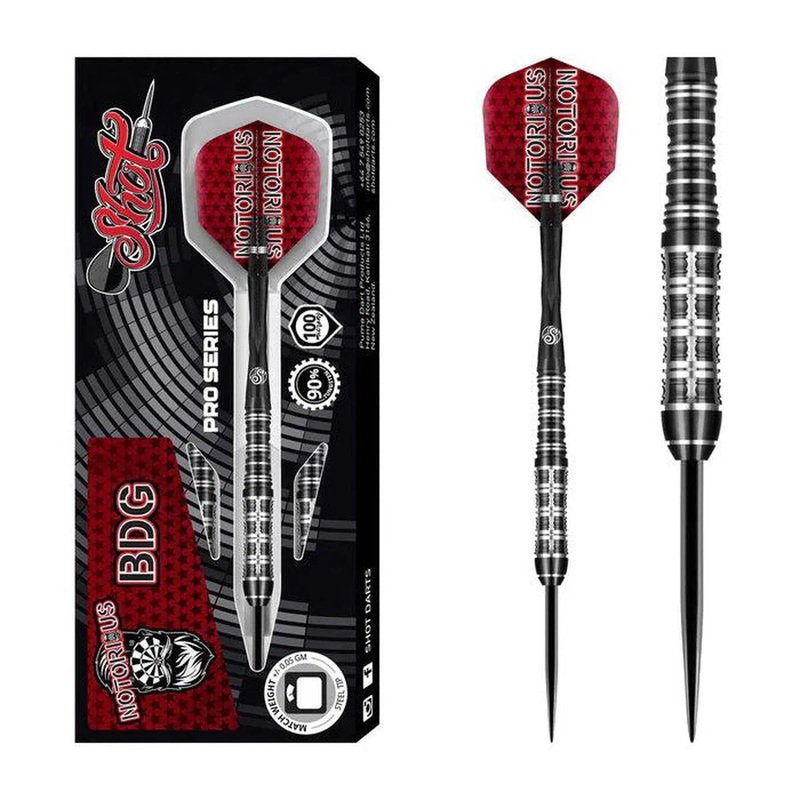Shot Pro Series Jason Watt – Notorious BDG 90% Tungsten Steel Tip Darts 22 GRAM